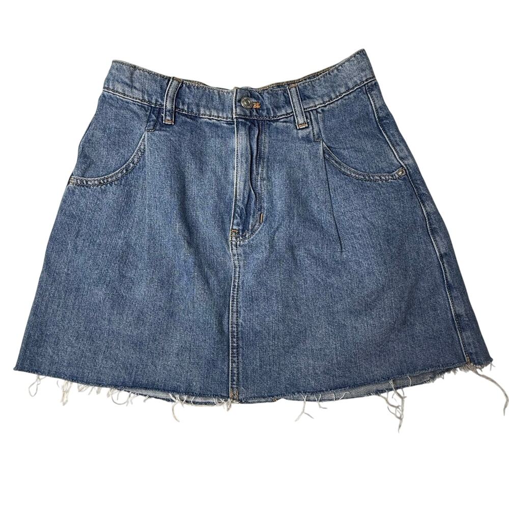 We the Free Denim Mini Skirt Women's 26 A-Line Raw Hem Boho Country Festival